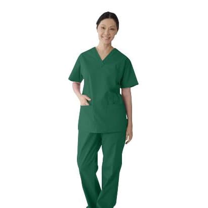 Medline ComfortEase Women's V-neck Tunic Scrub Top, 2-Pockets, Evergreen, 2XLarge - Each - Image 1