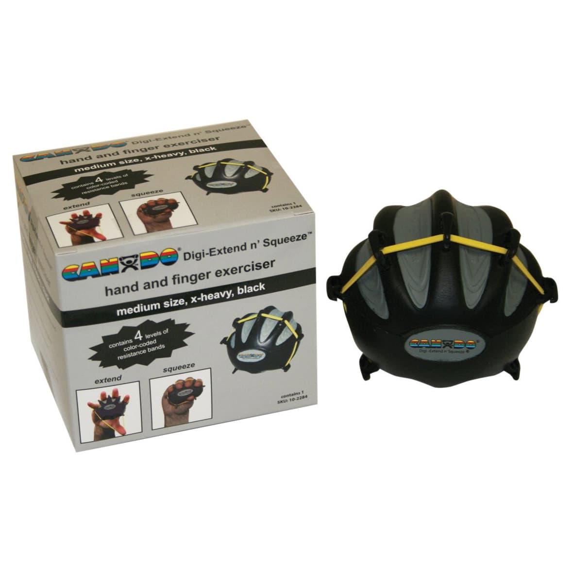 CanDo Digi-Extend n' Squeeze Hand Exerciser, Small, Black, Extra Heavy - Image 1