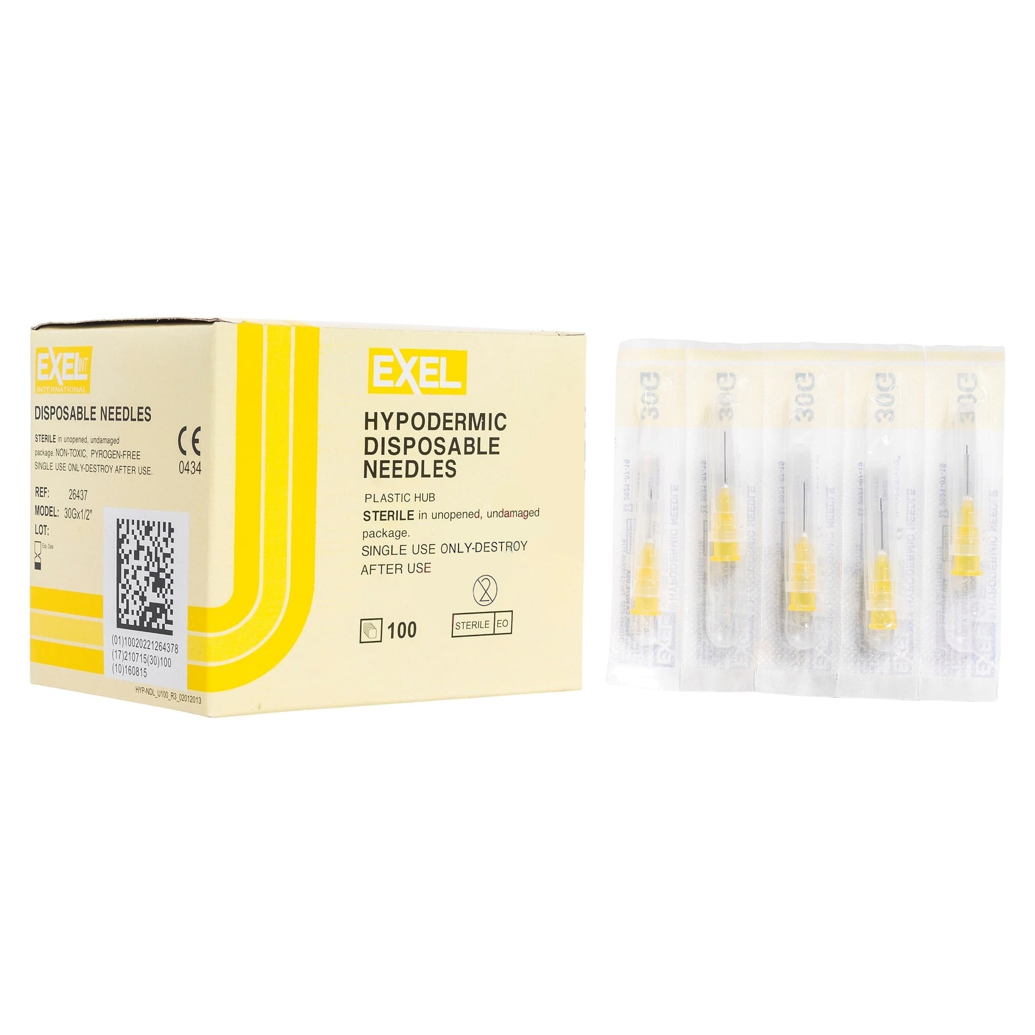 Exelint Hypodermic Needles For Specialty Use, 30 Gauge, 1/2 Inch Length - Case of 2000 - Image 1