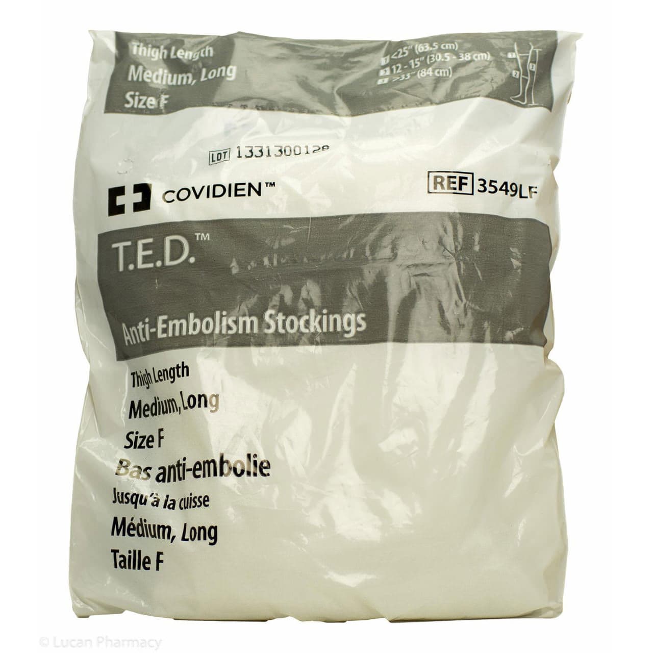 T.E.D Thigh-High Anti-Embolism Stockings for acute care, White, Medium-Long - Pair - Image 1