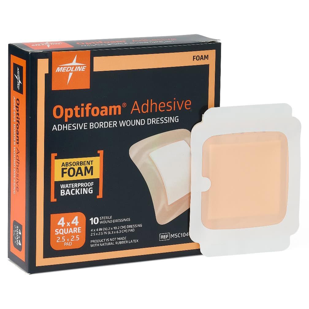 Optifoam Adhesive Foam Dressing, 4 x 4 Inch - Box of 10 - Image 1