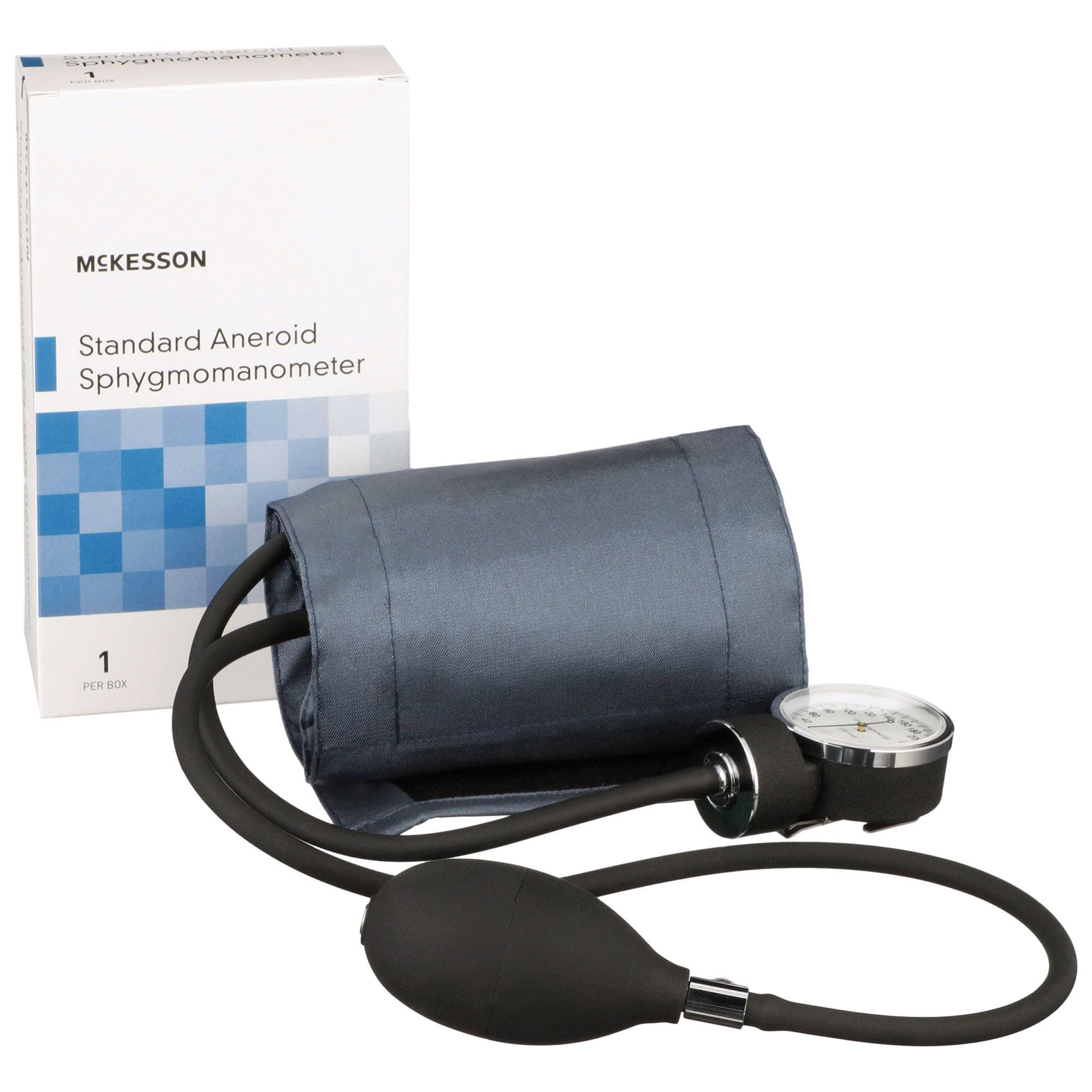 McKesson 2-Tubes Aneroid Sphygmomanometer with Cuff, Large Navy Blue Cuff - Image 1