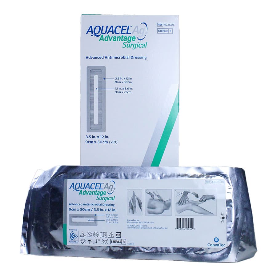 AQUACEL Ag Advantage Antimicrobial Dressings, 3.5 x 12 Inch - Box of 10 - Image 1
