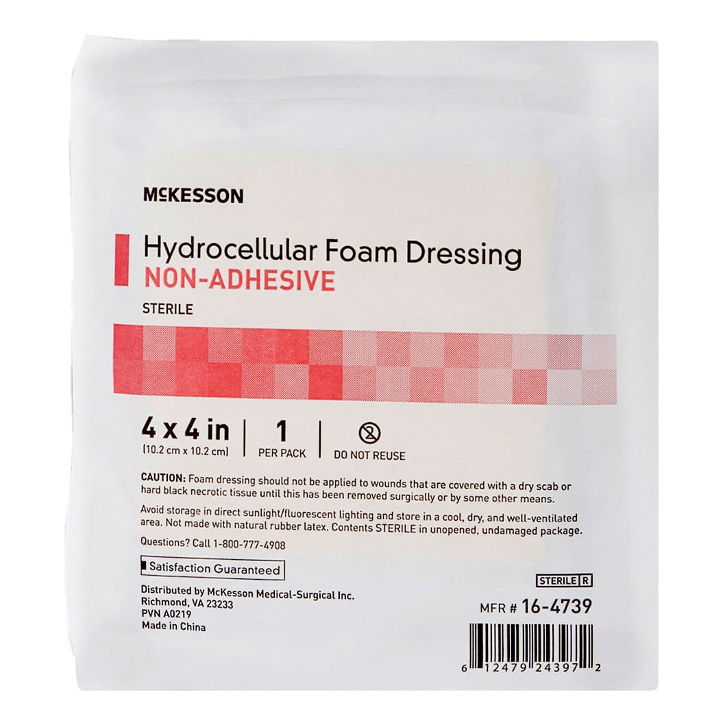 McKesson Foam Dressing Film Backing White 4 X 4 Inch Pad Square, 4 X 4 Inch - Each - Image 1