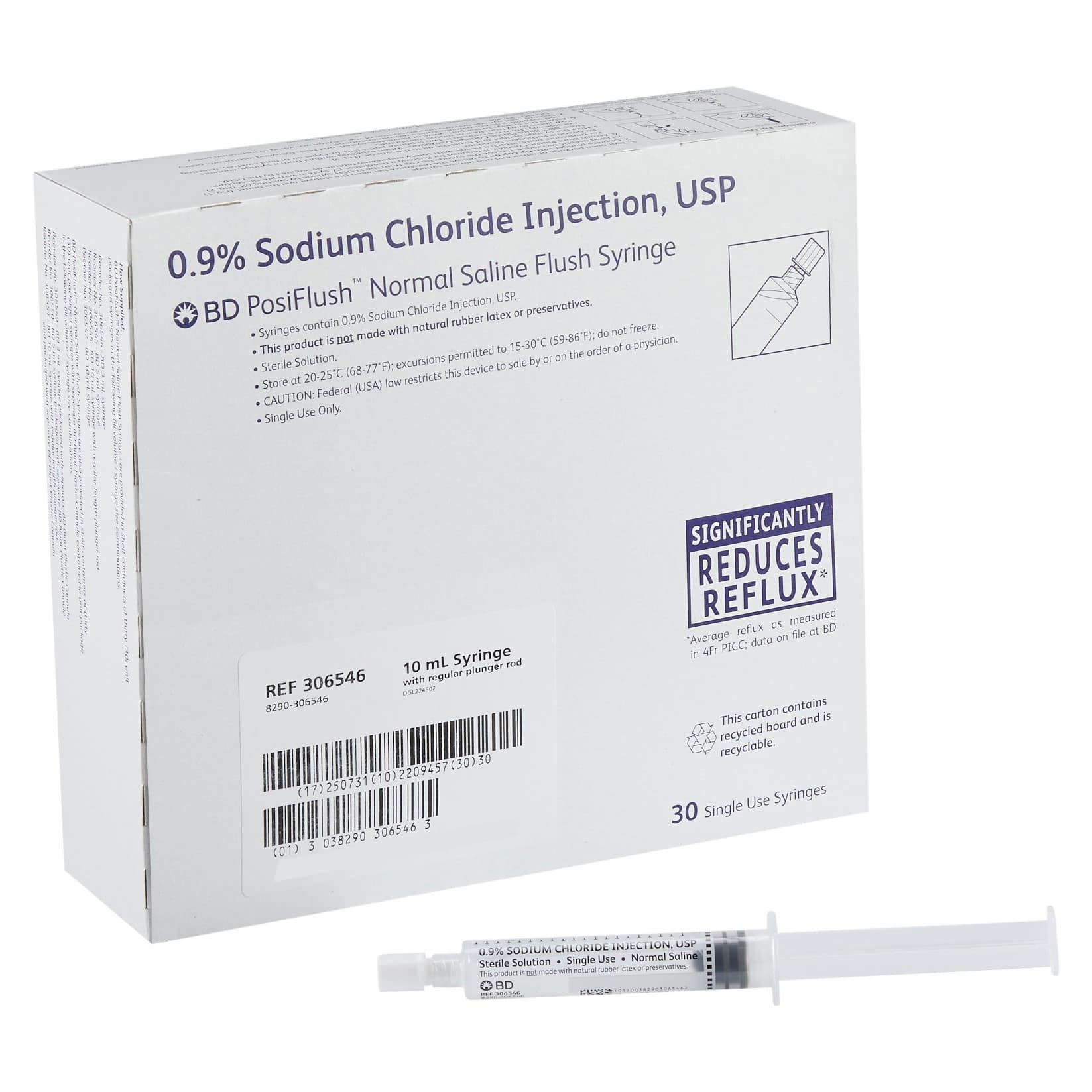 BD PosiFlush Prefilled Normal Saline Flush Syringe, 10 mL Saline Fill Syringe - Each - Image 1