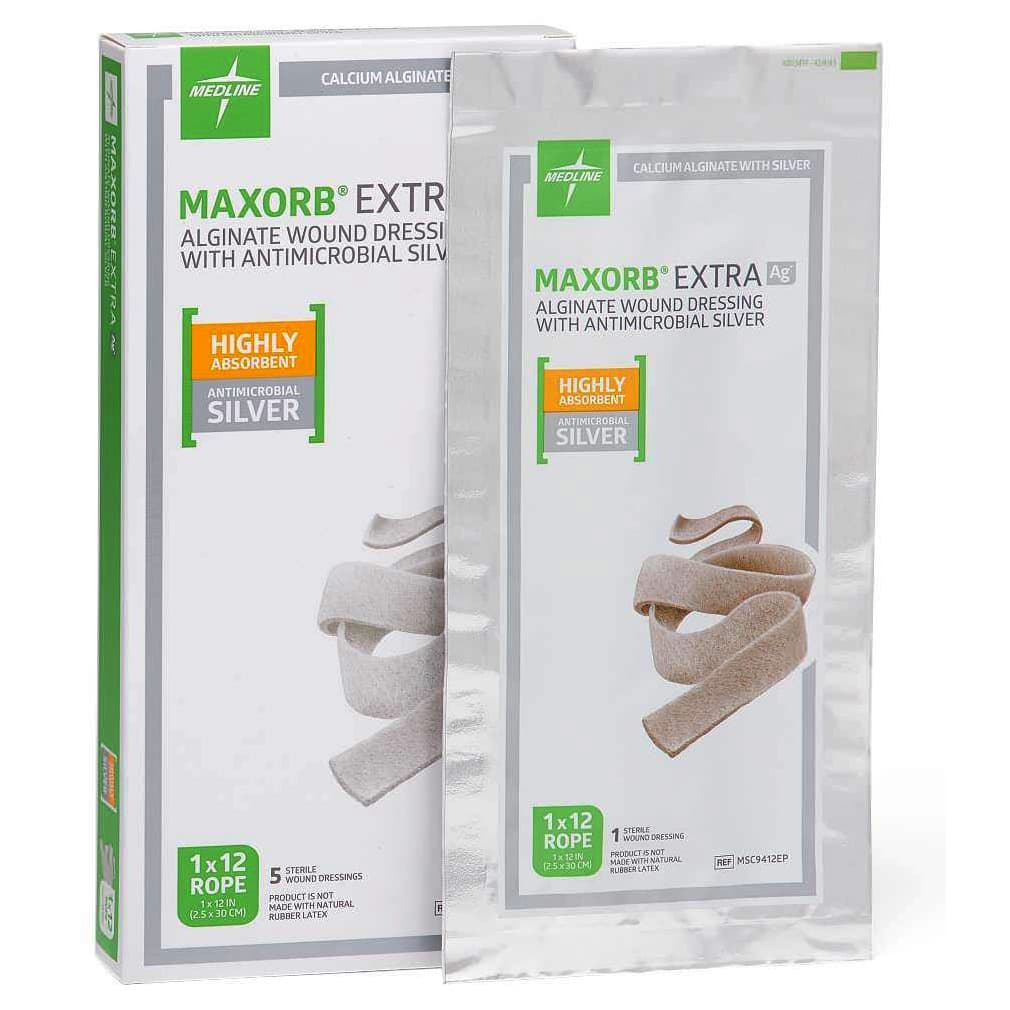 Maxorb Extra Ag+ CMC/Alginate Wound Dressing, 1 x 12 Inch - Case of 20 - Image 1