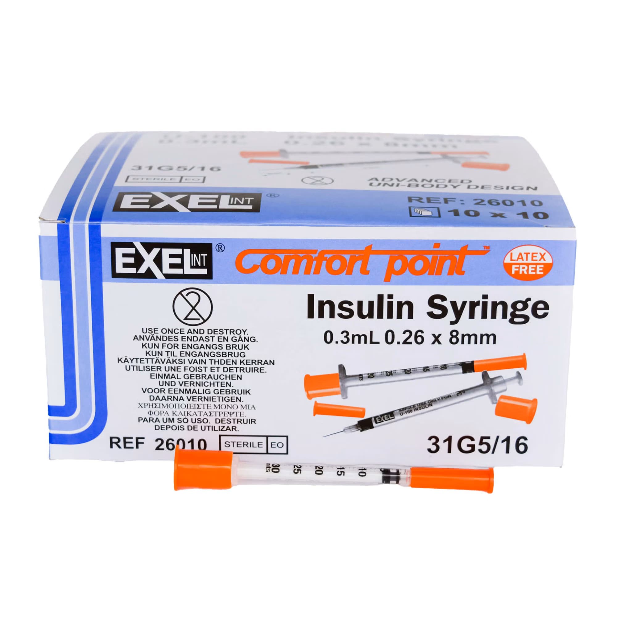 Comfort Point Lo-Dose Standard Insulin Syringe with Attached Needle - Image 1