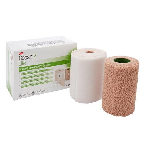 Coban 2 Lite 2 Layer Compression Bandage, 4" x 2-9/10 Yard and 4" x 5-1/10 Yard - Box of 1 - Image 1