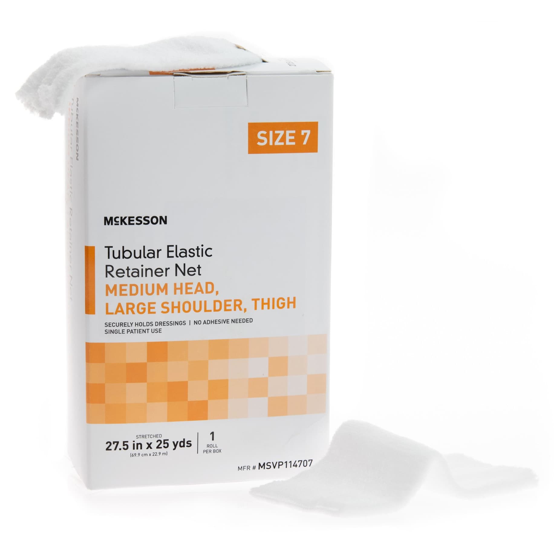 McKesson Elastic Net Retainer Dressing, 27-1/2 Inch x 25 Yard, Size 7, Medium Head - Case of 10 - Image 1
