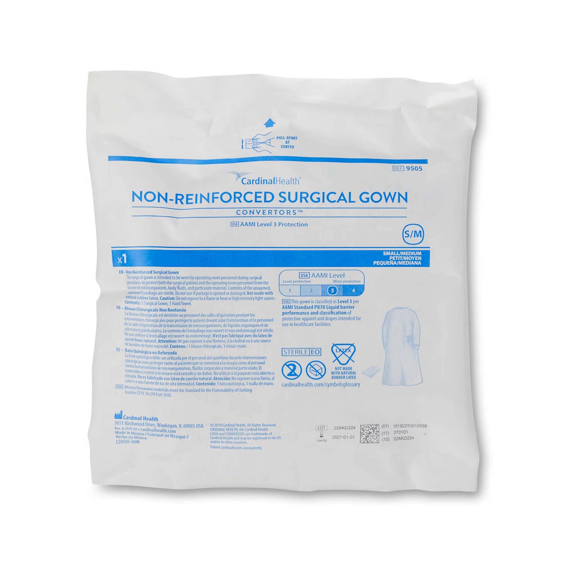 Astound Non-Reinforced Surgical Gown with Towel, Blue, Small-Medium - Each - Image 1