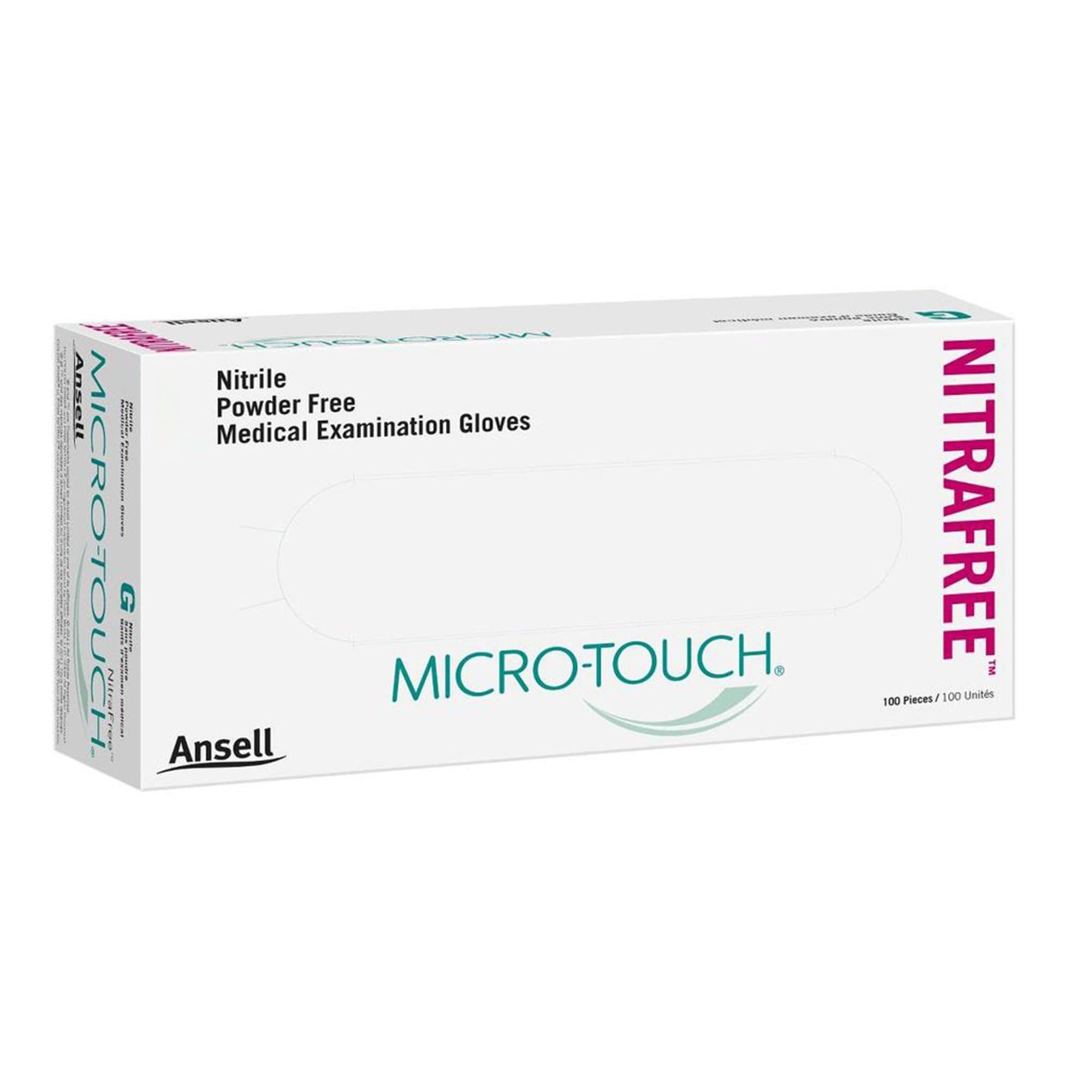 Ansell Micro-Touch NitraFree Nitrile Powder Free Exam Gloves, Small - Box of 100 - Image 1