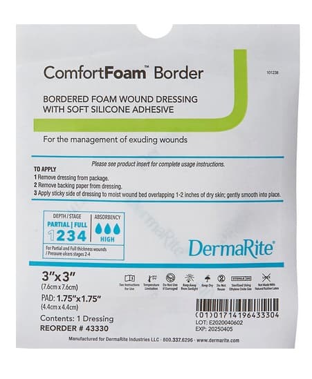ComfortFoam Border Self-adherent Silicone Foam Dressing with Border, 3 x 3 Inch - Each - Image 1