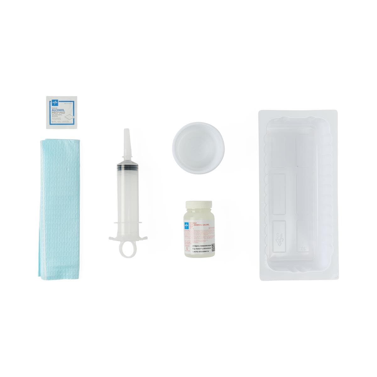 Medline Control-Piston Syringe Irrigation Tray with 60mL Syringe, Alcohol Pad & Drape