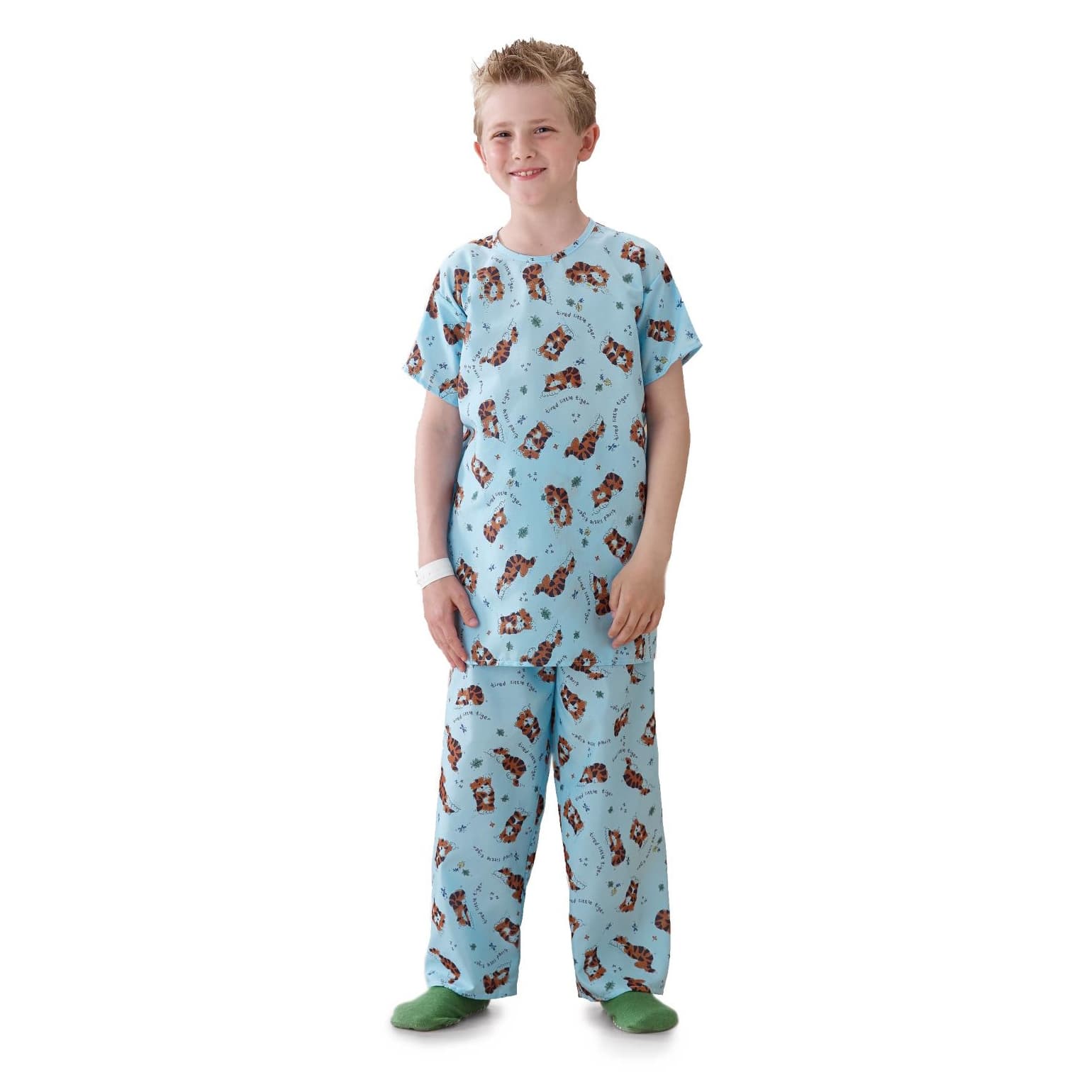 Medline Tie-Closure Pediatric Patient Gown Tired Tiger Print - Image 2