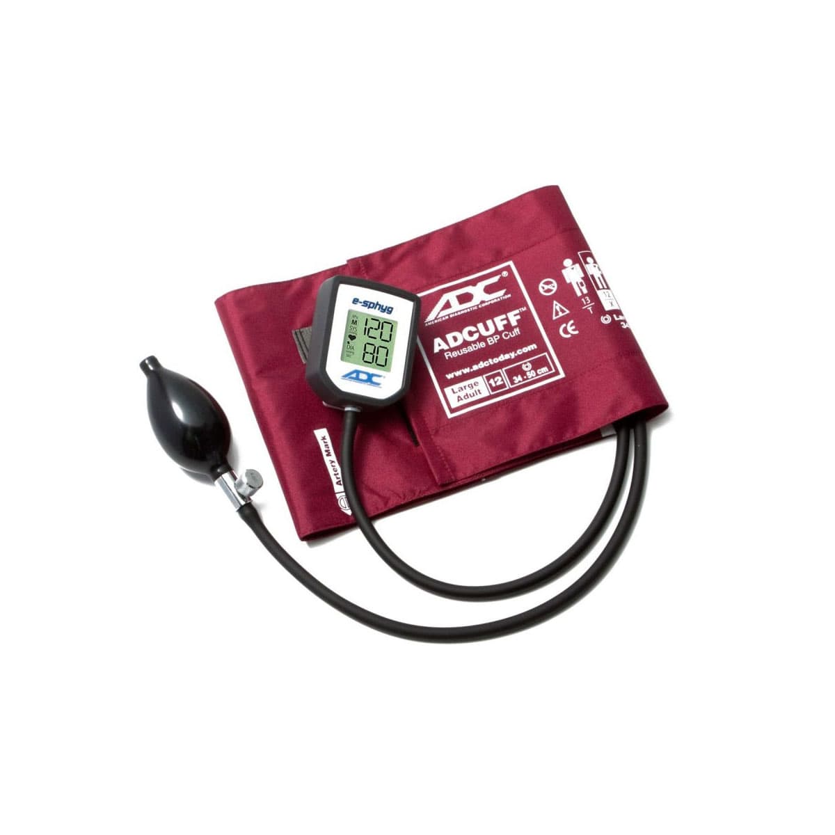 ADC e-sphyg Digital Pocket Aneroid Sphyg, Burgundy, Large Adult - Image 1