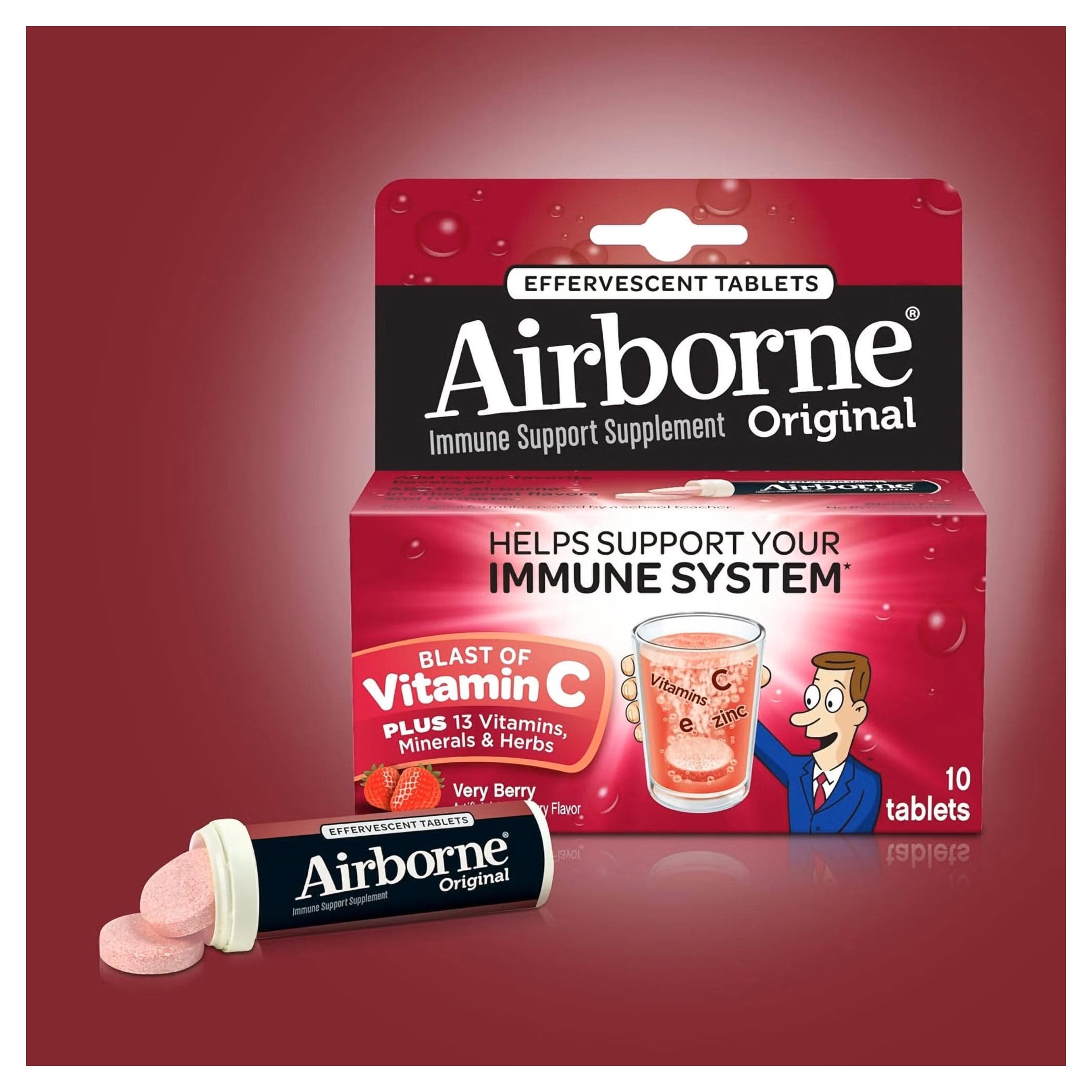 Airborne Immune Support Multivitamin Supplement Tablet, Very Berry Flavor - Image 3