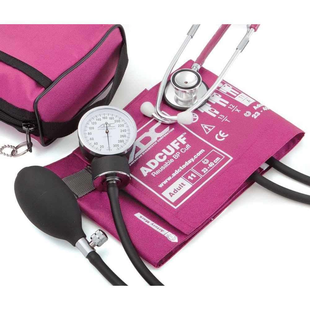 ADC Pro's Combo II DH Pocket Aneroid & Scope Kit, Adult Only, Magenta - Image 1