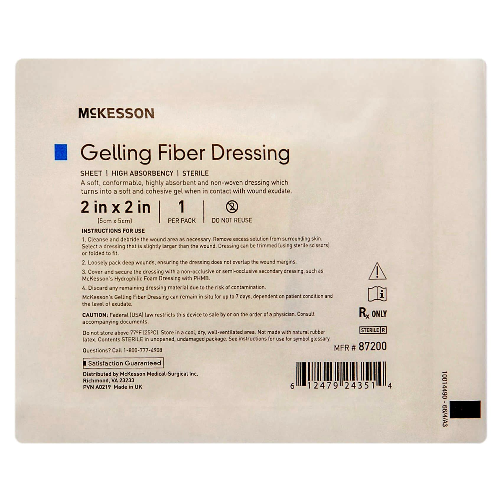McKesson Absorbent Gelling Fiber Dressing (CMC) 2 x 2 Inch Square - Image 1
