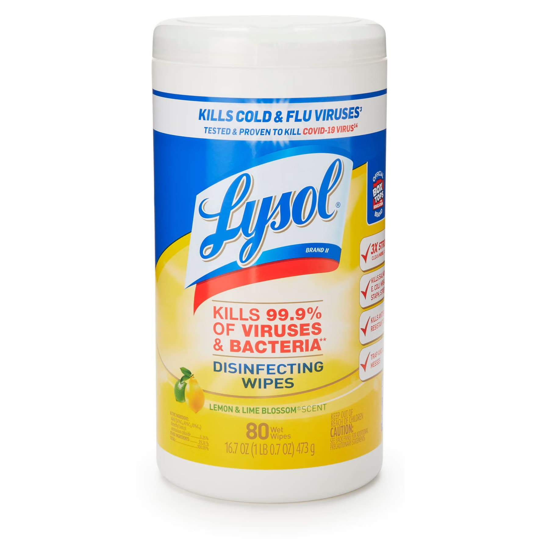 Lysol Surface Disinfectant Cleaner Canister Wipe NonSterile, 7 x 8 Inch - Carton of 80 - Image 1