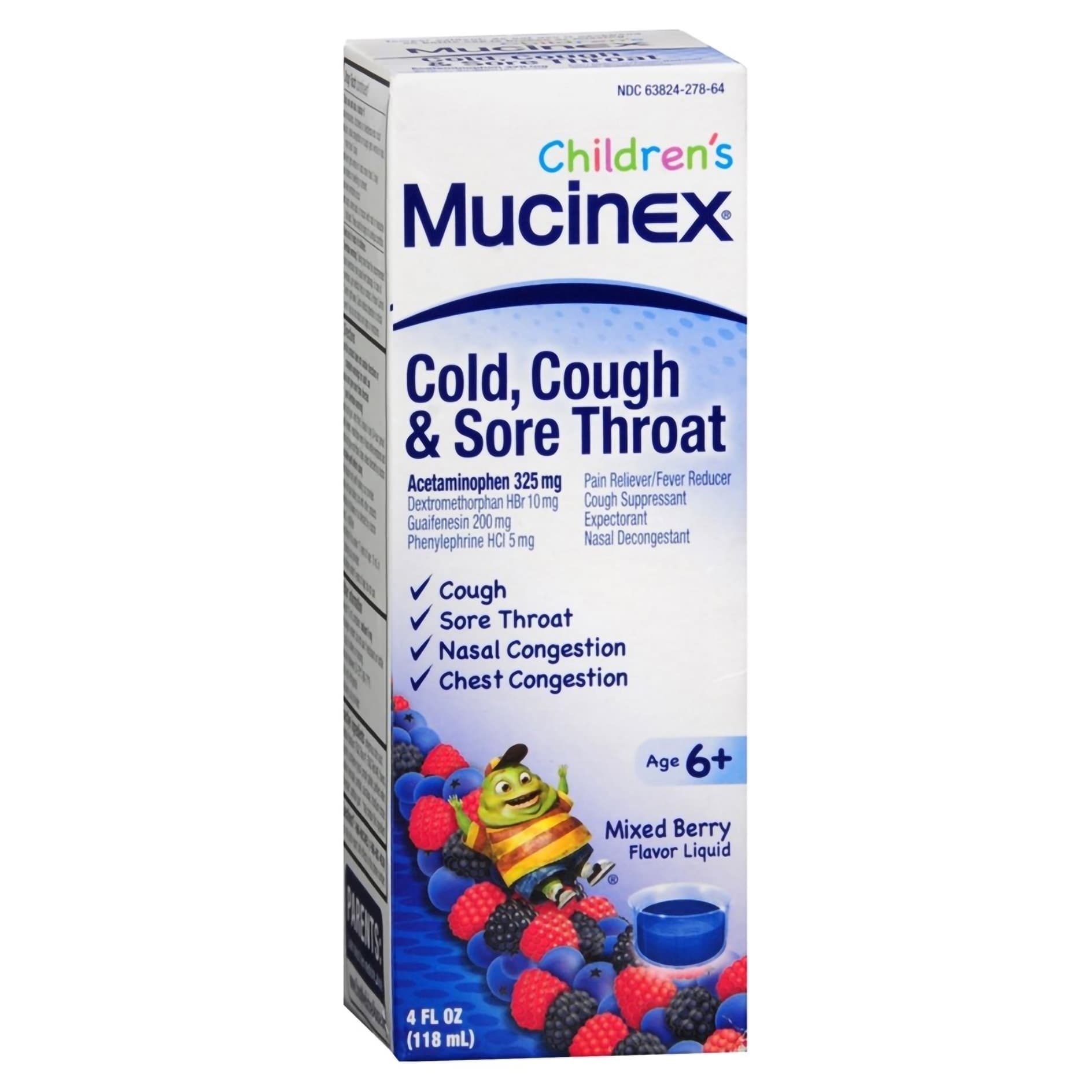 Children's Mucinex Cold And Cough Relief Liquid, Mixed Berry Flavor - Image 2