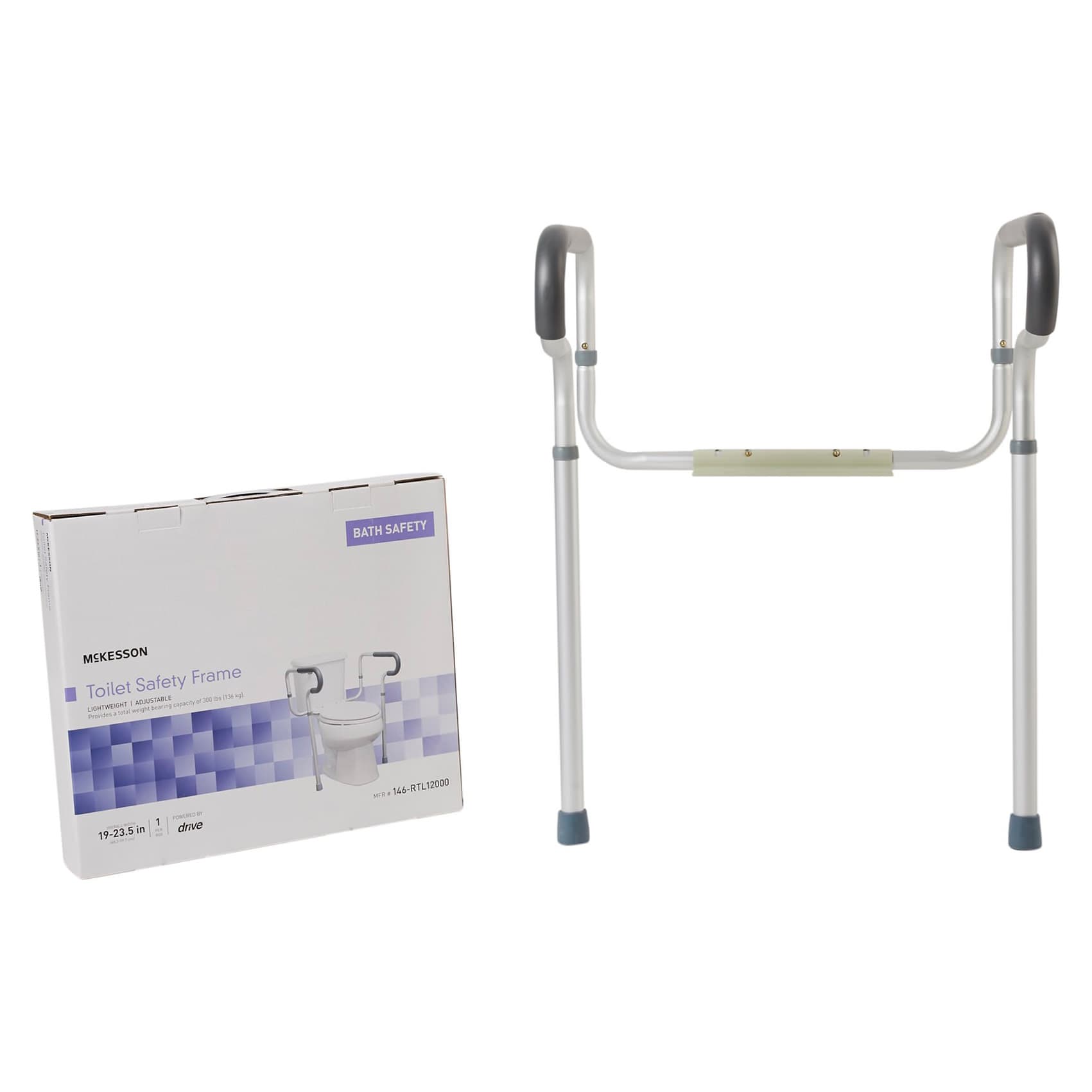 McKesson Aluminum Toilet Safety Rail, Gray, 18.5 X 28 to 32 Inch - Image 1