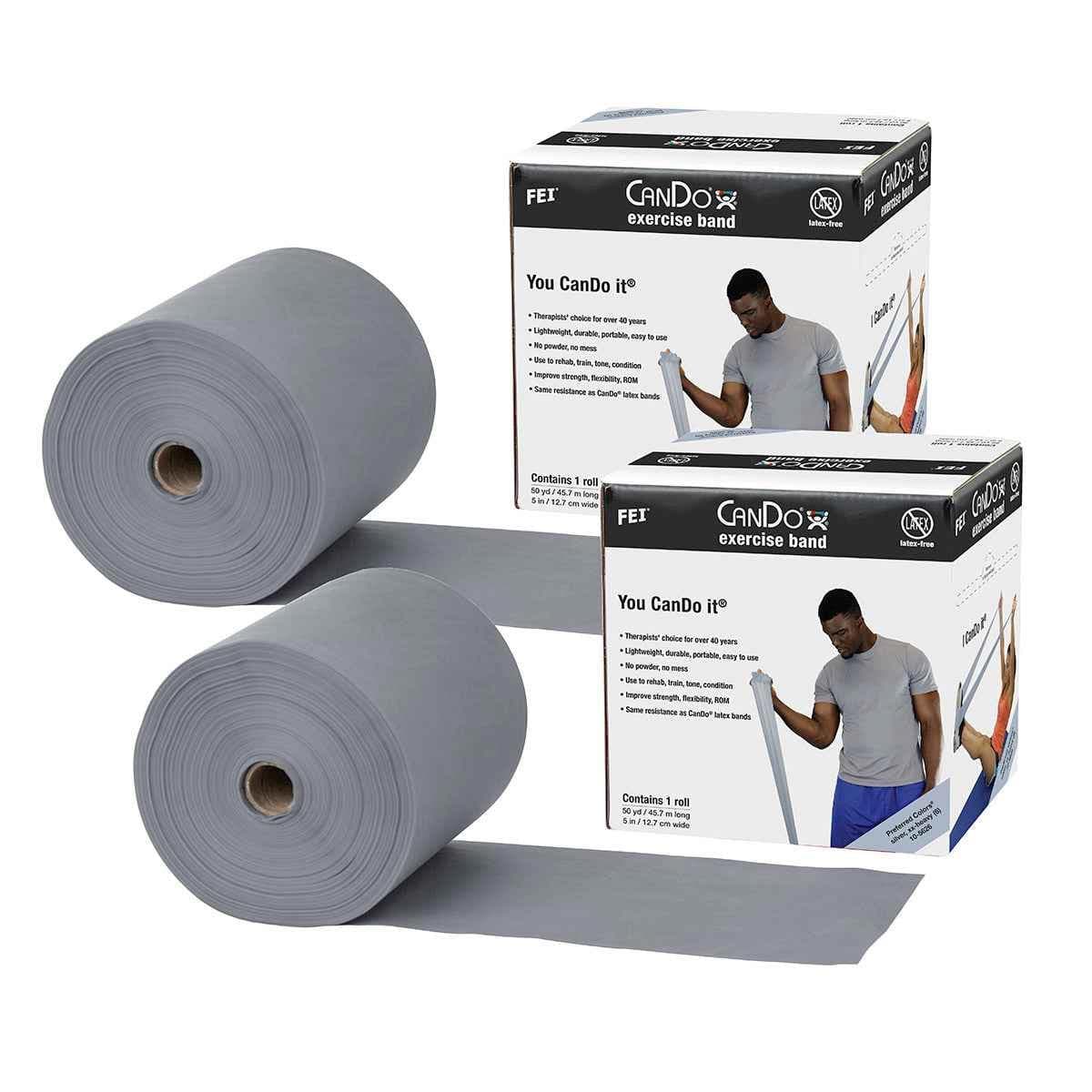 CanDo Latex Free Exercise Band, 100 yard (2 x 50 yard Rolls), Silver, 2X-heavy - Image 1