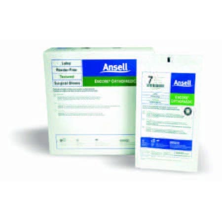 ENCORE Latex Ortho Surgical Glove Brown Beaded Cuff Ortho, Size 8.5 - Case of 400 - Image 1