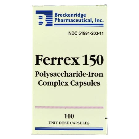 Ferrex 150 Polysaccharide and Iron Mineral Supplement Capsule - Box of 100 - Image 1