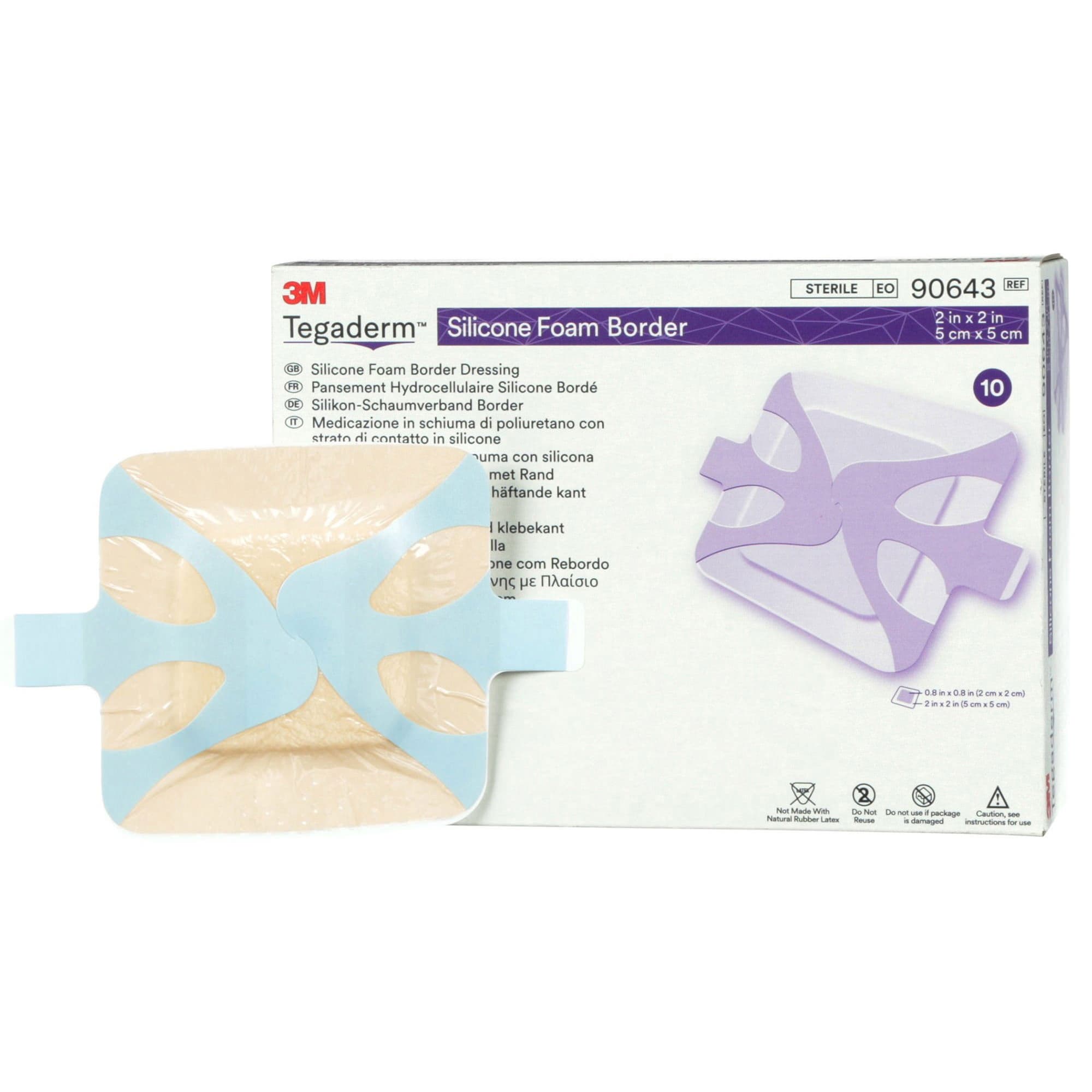 3M Tegaderm Silicone Foam Bordered Dressing, 2" x 2" - Image 1