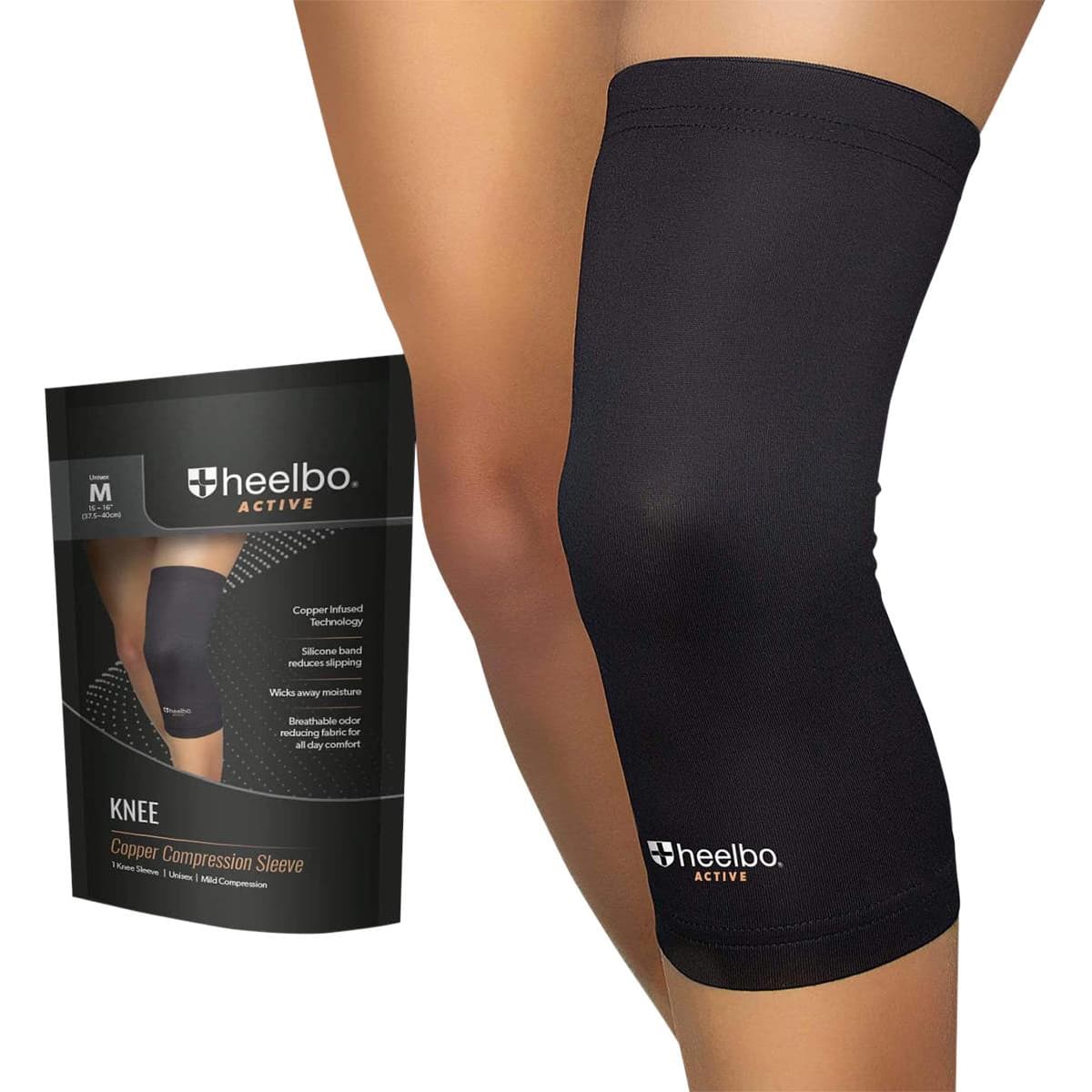 Heelbo Knee Copper Compression Sleeve, Medium - Each - Image 1