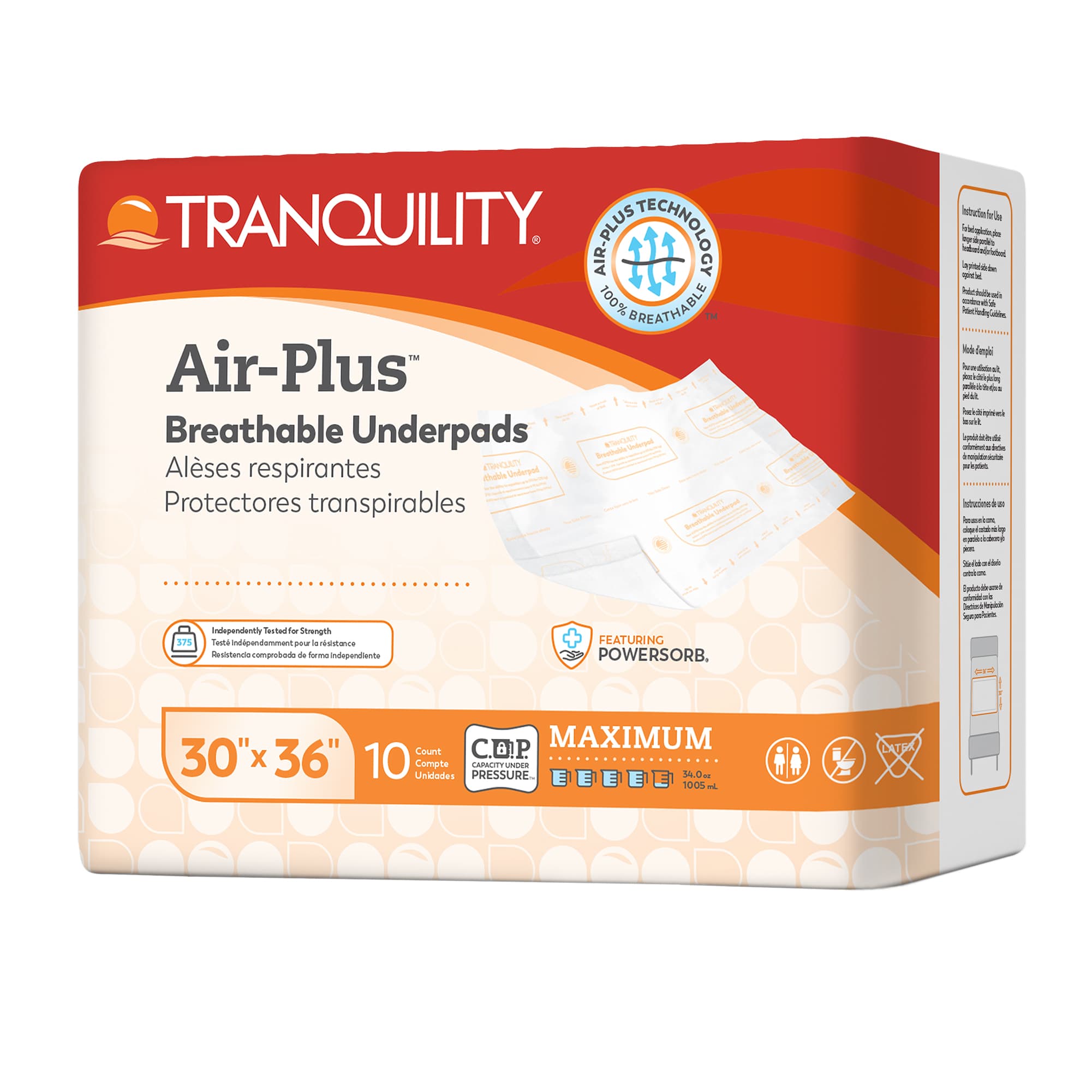 Tranquility AIR-Plus Breathable Underpad, 30 x 36 Inch - Bag of 10 - Image 1