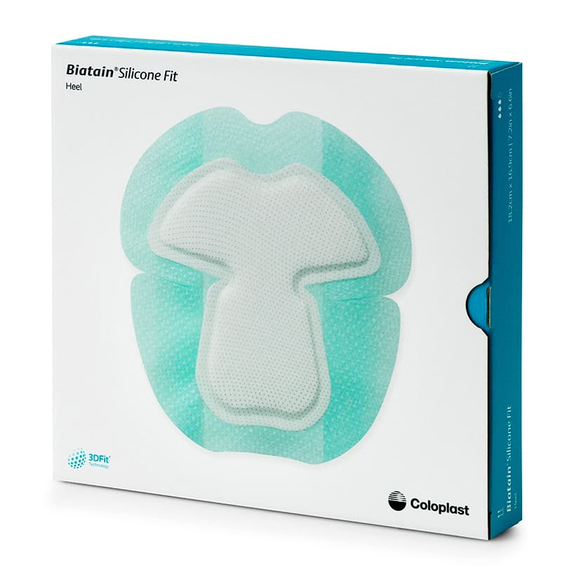 Coloplast Biatain Heel Bordered Silicone Fit Foam Dressing, 7.2 x 6.6 Inch - Box of 5 - Image 1