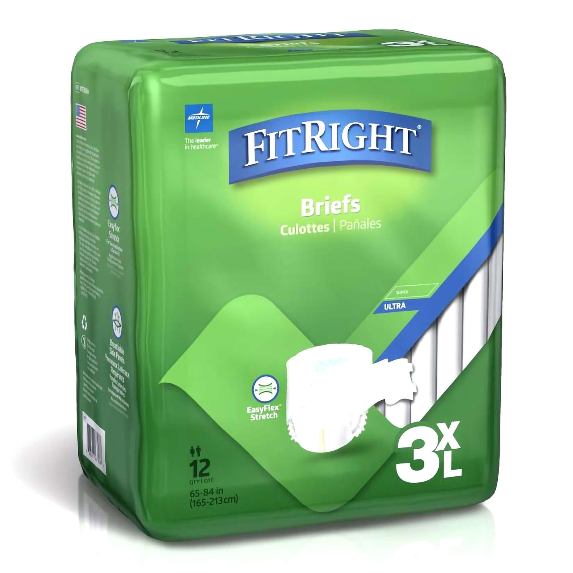 Medline FitRight 3XL Disposable Bariatric Briefs - Bag of 12 - Image 1
