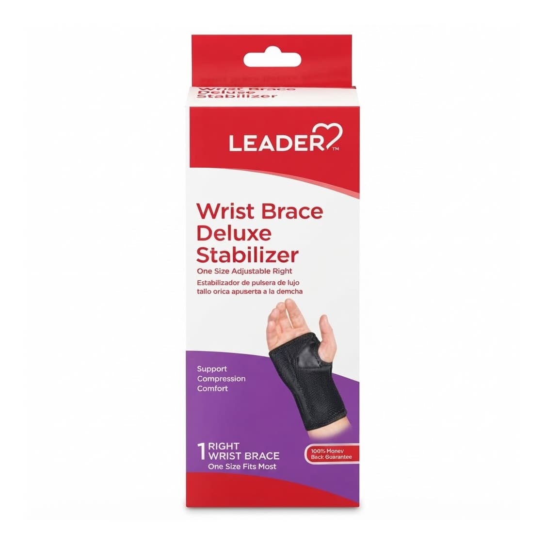 Leader Deluxe Stabilizer Wrist Brace One Size, Right Hand - Image 1