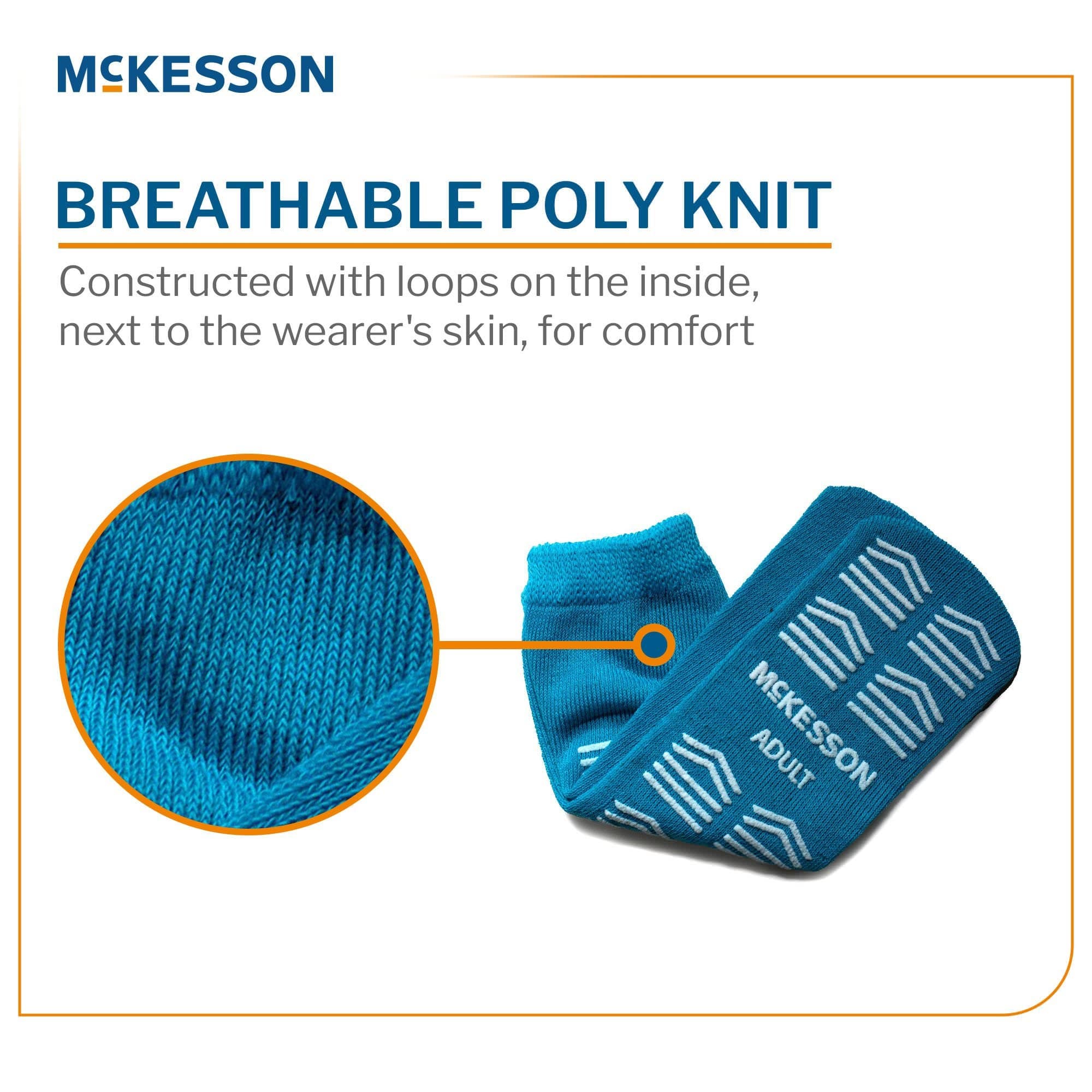 McKesson Unisex Adult Slipper Socks, Teal, Large - Image 2