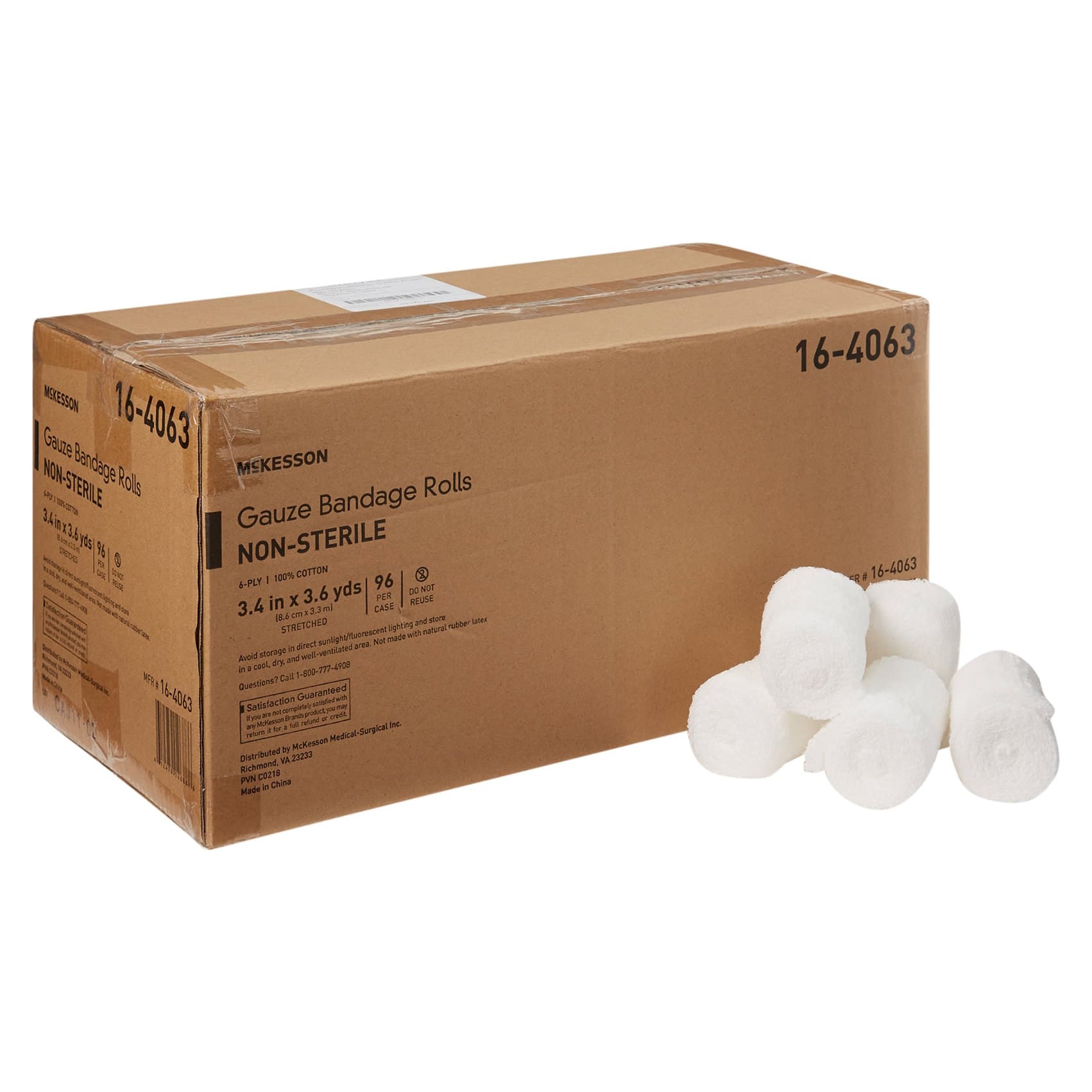 McKesson Fluff Bandage Roll, 6-Ply, 3-2/5 Inch x 3-3/5 Yard - Case of 96 - Image 1