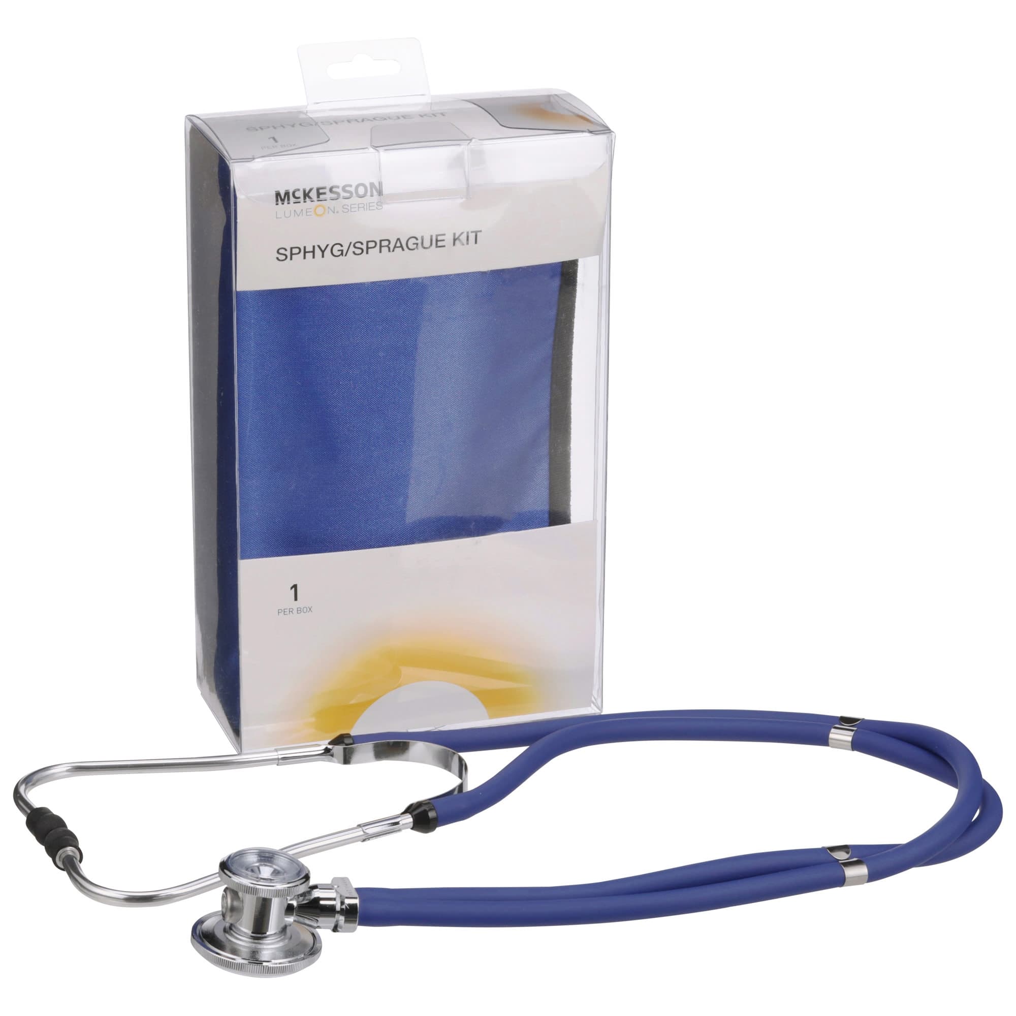 McKesson Royal Blue Adult Reusable Aneroid & Dual-Head Sprague Stethoscope Set, Cuff 23-33 cm - Each - Image 1
