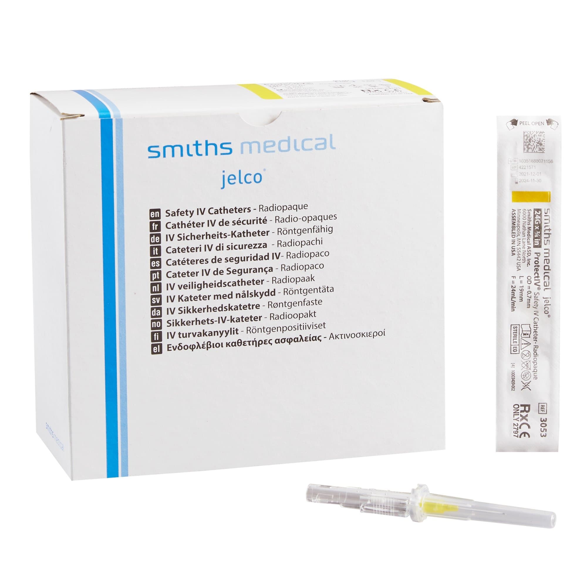 Protectiv Peripheral Safety IV Catheter, 24 Gauge, 0.75 Inch - Box of 50 - Image 1