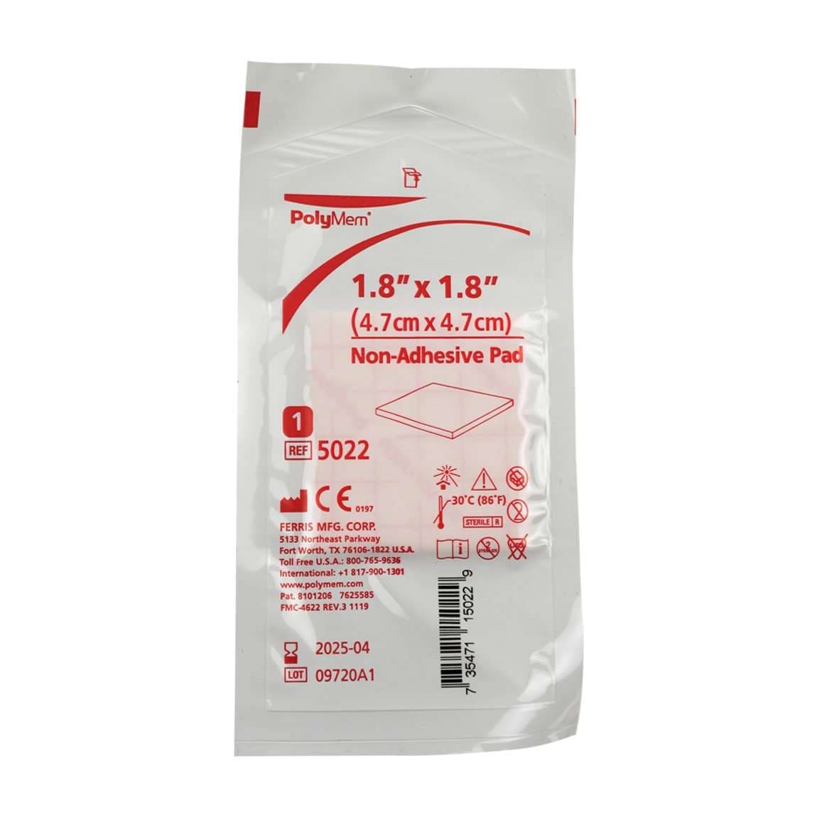 Polymem Non-Adhesive Foam Pad Dressing, 1.8 X 1.8 Inch - Each - Image 1