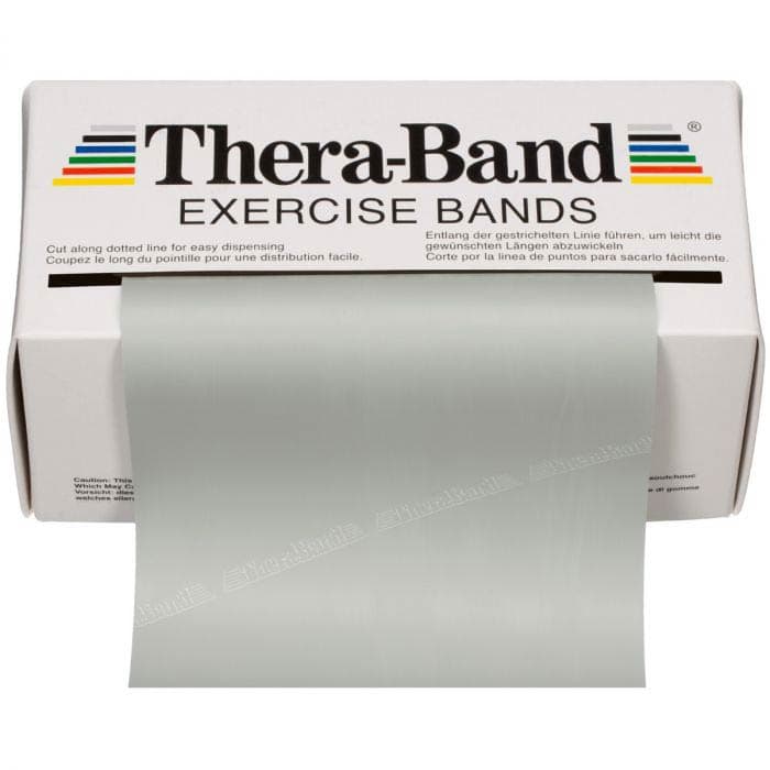 TheraBand Professional Latex Resistance Bands 5" x 6 yards Long Super Heavy Silver - Box of 1 - Image 1