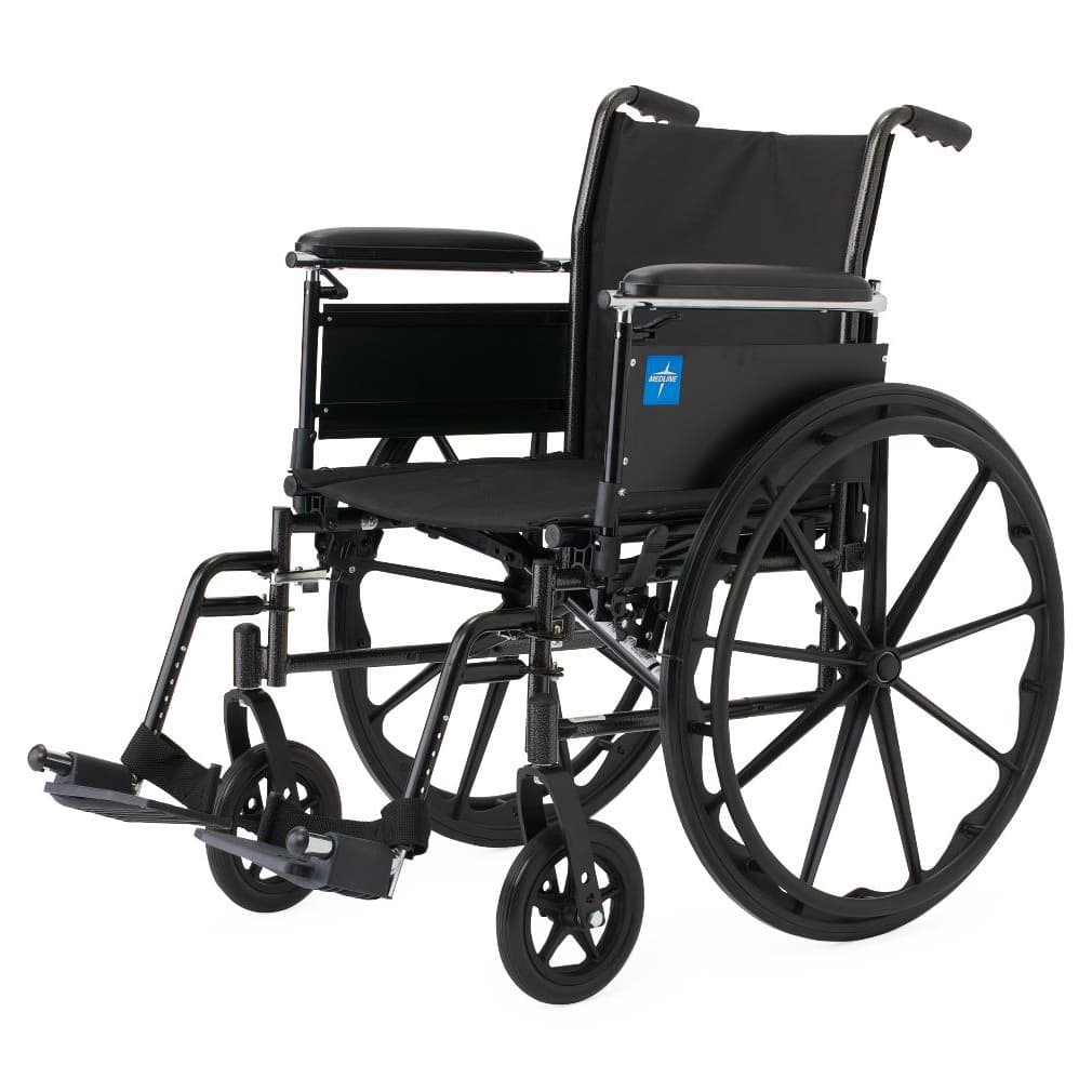 Medline Guardian K3 lightweight Wheelchair 16"W x 16"D Seat with Height-Adjustable Full-Length Arms and Swing Away Footrests - Image 1