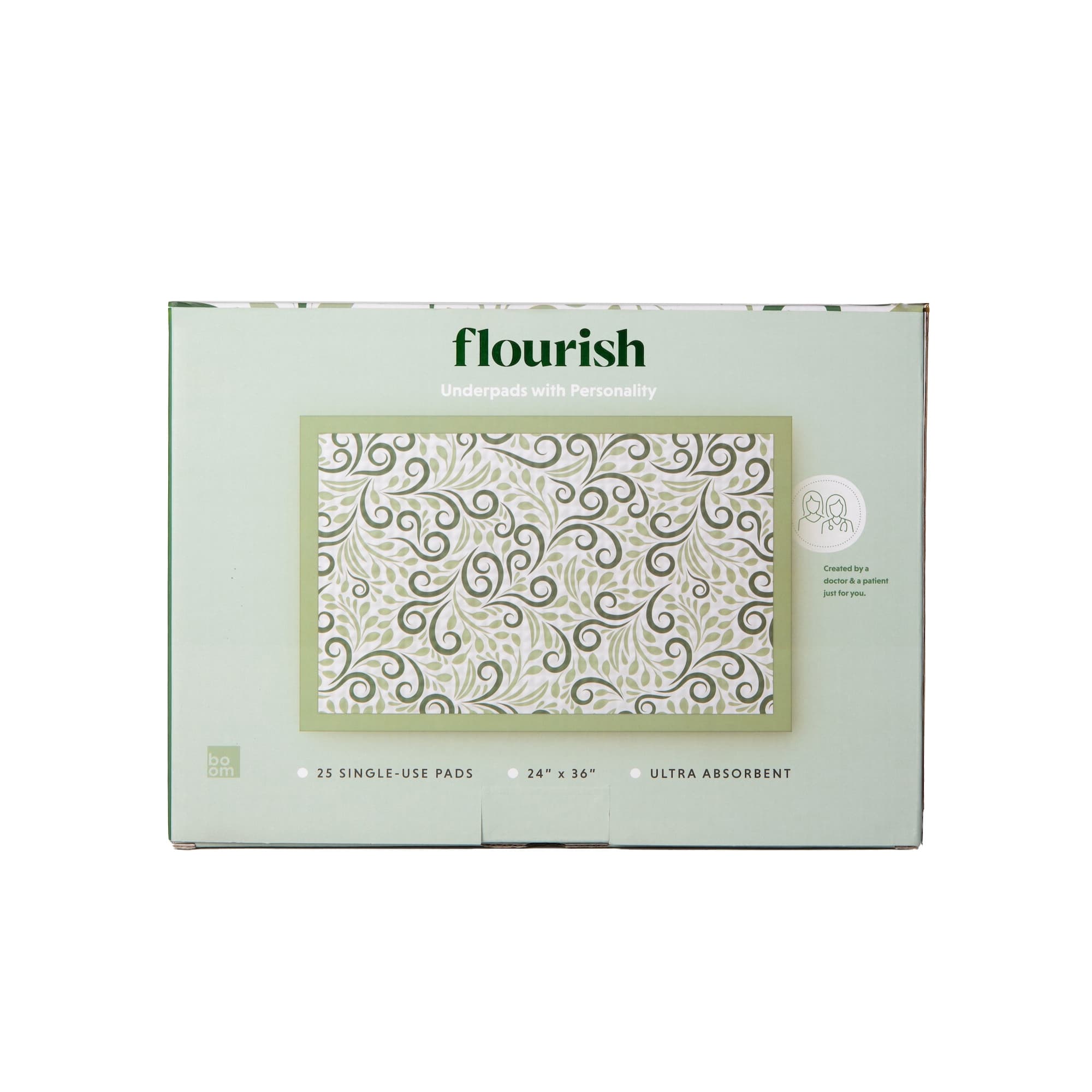 Flourish absorbent underpads, Sage Green - Box of 25 - Image 1