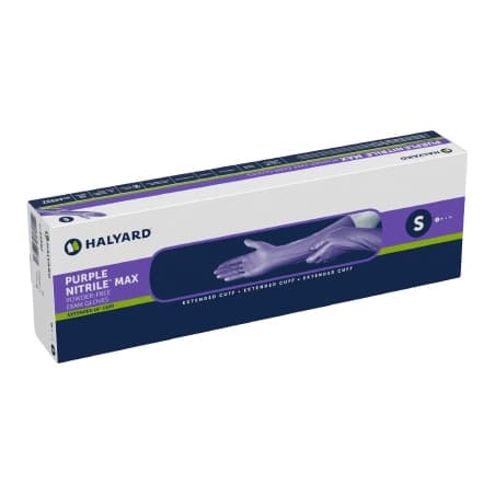 Purple Nitrile Max Exam Glove Purple Lavender Beaded Cuff 11.1 mil and Up Range, Small - Case of 400 - Image 1