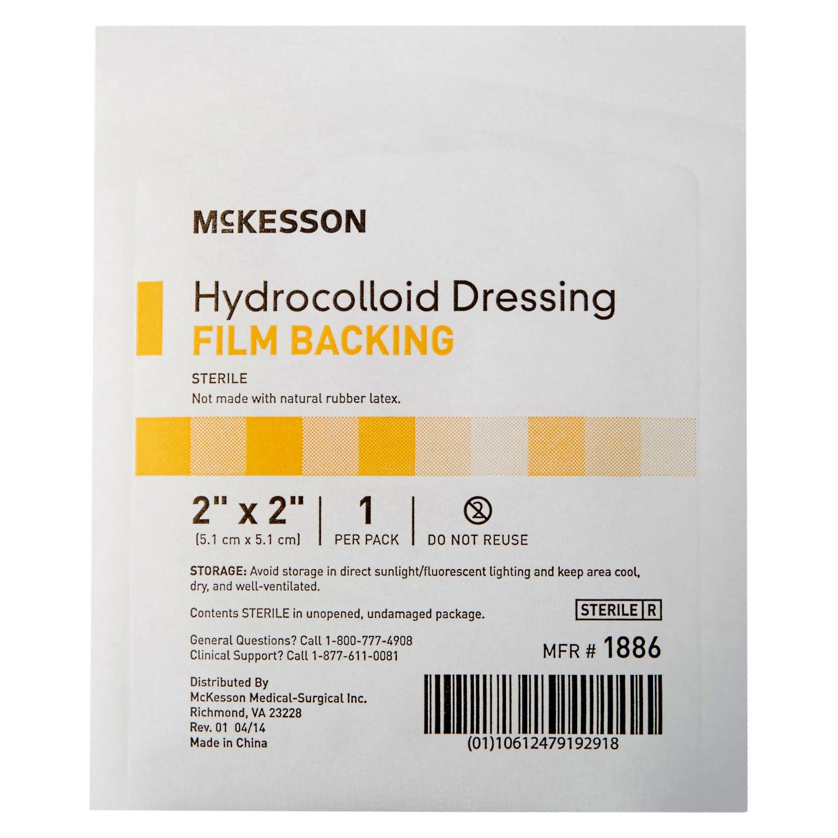 McKesson Hydrocolloid Dressing With Film Backing, 2 x 2 Inch - Image 1