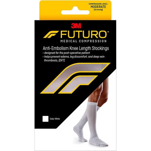 3M Futuro Knee Length Anti-Embolism Stocking, Closed Toe, Medium-Regular