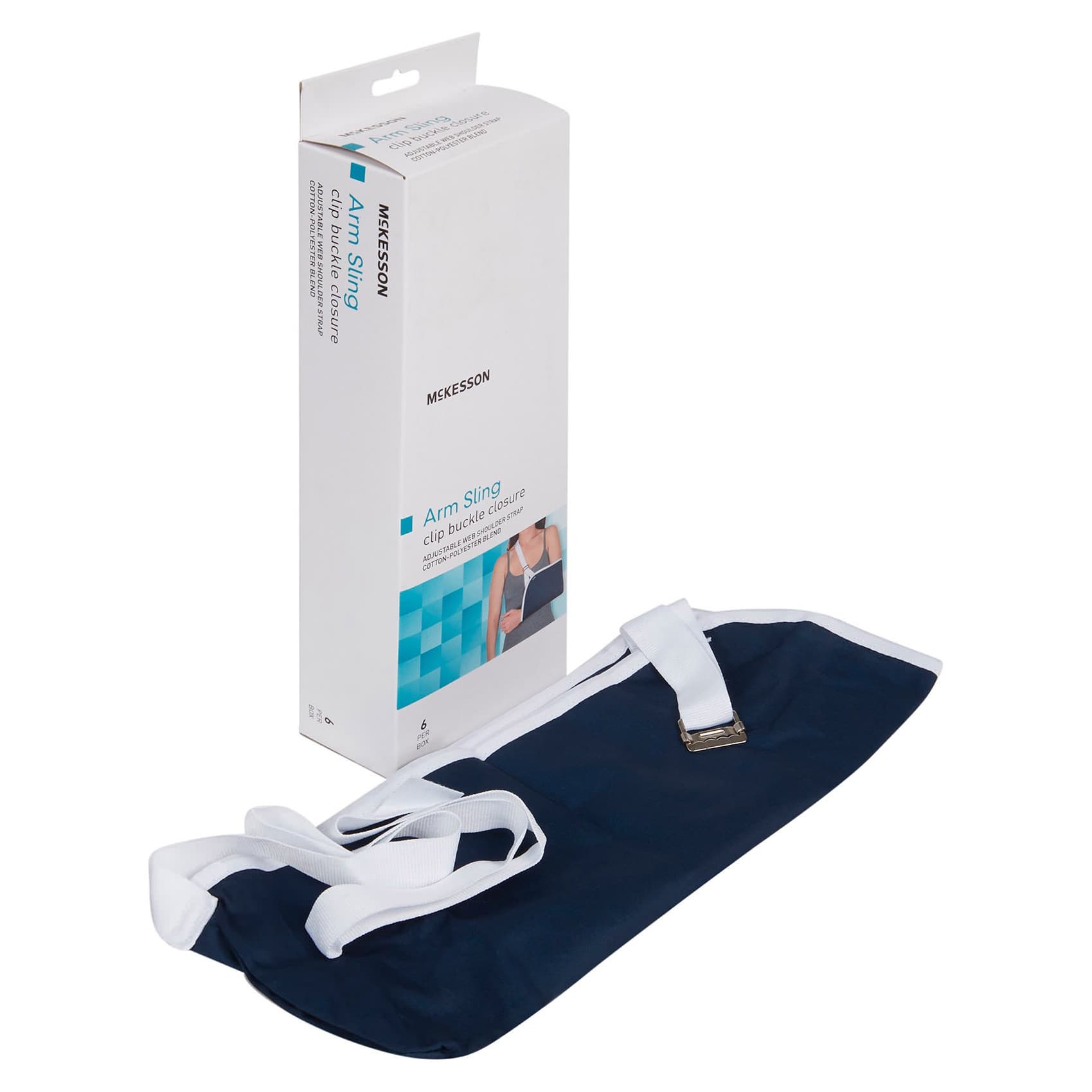 McKesson Arm Sling Left-Right, Blue, 5-1/2 x 14-1/2 Inch, Buckle Closure, Small - Box of 6 - Image 1