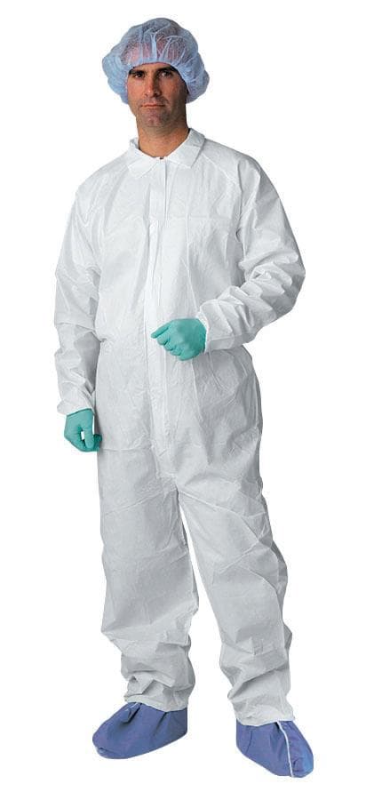 Medline Breathable Coveralls with Elastic Wrists and Ankles, White, Size XL - Case of 25 - Image 1