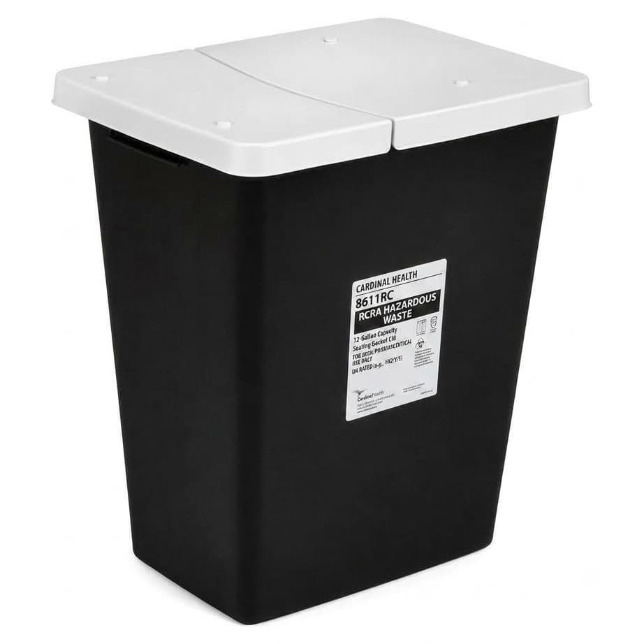 SharpSafety RCRA Waste Container with Gasketed Hinged Lid, 18.75H x 12.75D x 18.25"W - Case of 10 - Image 1