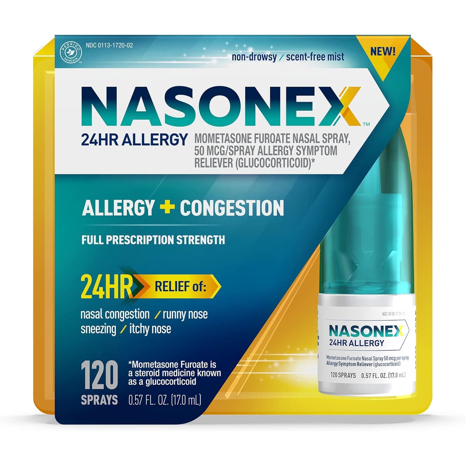 Nasonex 24 Hour Allergy + Congestion, 120 Sprays - Each - Image 1