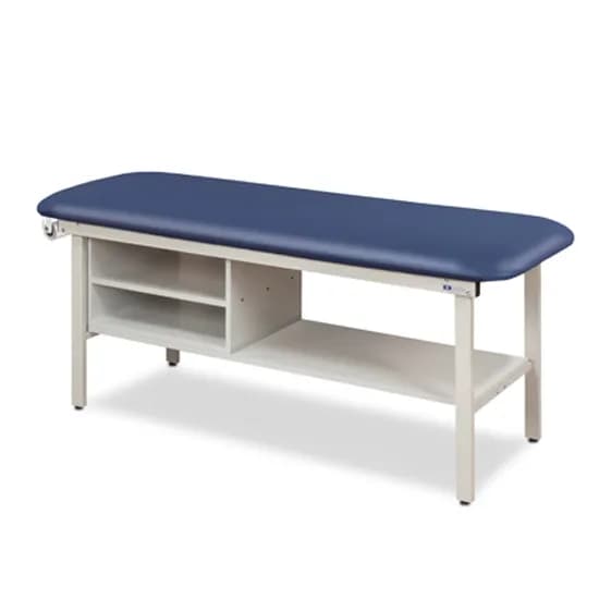 Clinton Alpha Express Flat Top Treatment Table with Shelving, Royal Blue, 30" W x 72" L x 31" H - Image 1